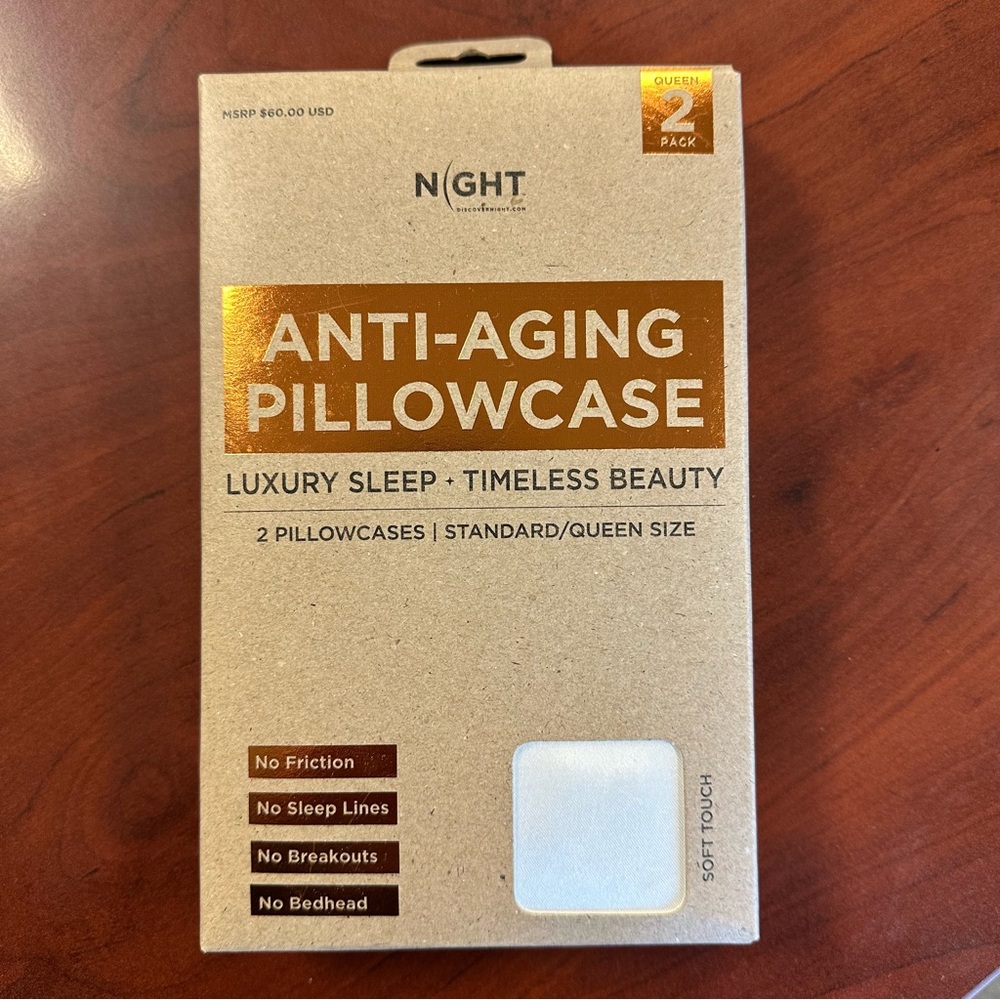 Discover Night Anti-Aging Satin Pillowcases- White; Queen, Set of 2